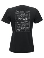 t-skjorte Espevær dialket hvit tekst på sort t-skjorte