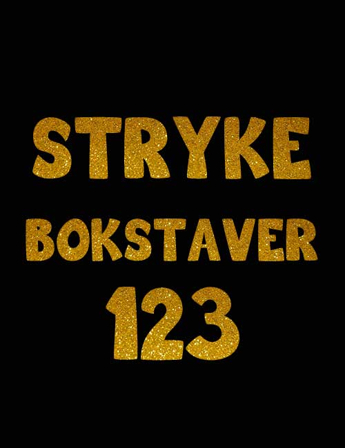 Strykebokstaver fun glitter gull