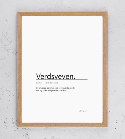 Skilt Verdsveven fakeNynorsk