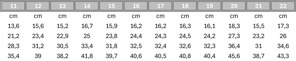 Draktnummer størrelsetabell-11-22
