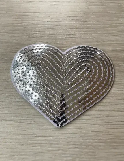 Paljett hjerte sølv