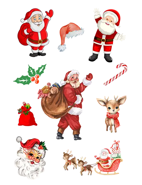 Klistermerke sett Julenisse