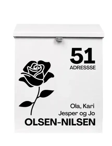 Postkasse klistermerke rose