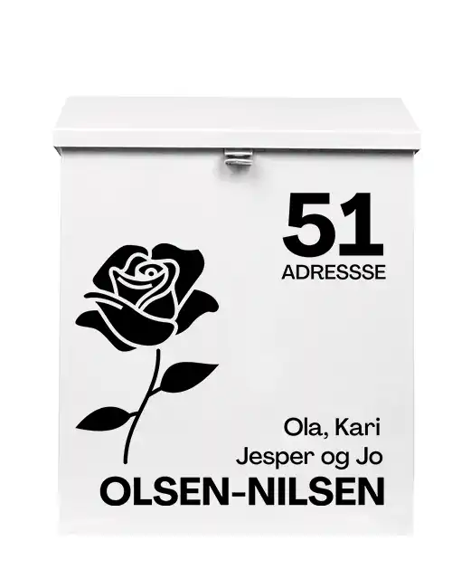 Postkasse klistermerke rose