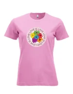 t-skjorte love is love rosa stor dame